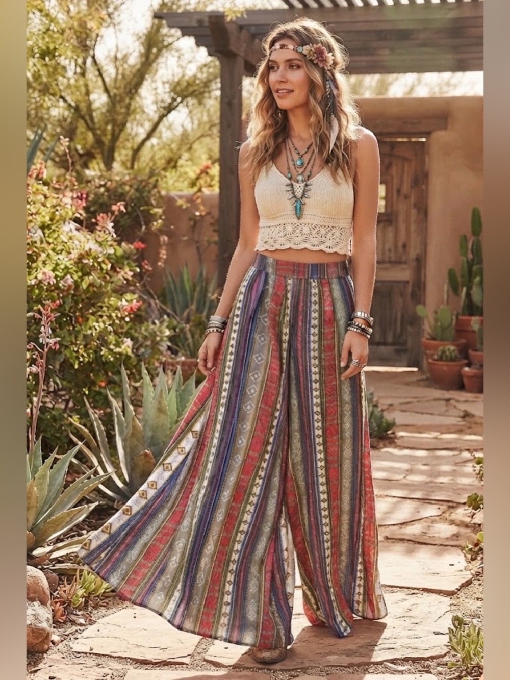Gracia Boho Extreme Wide Leg Palazzo Pants